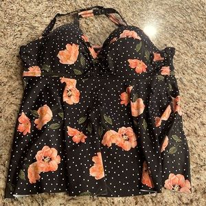 Torrid black floral bathing suit top